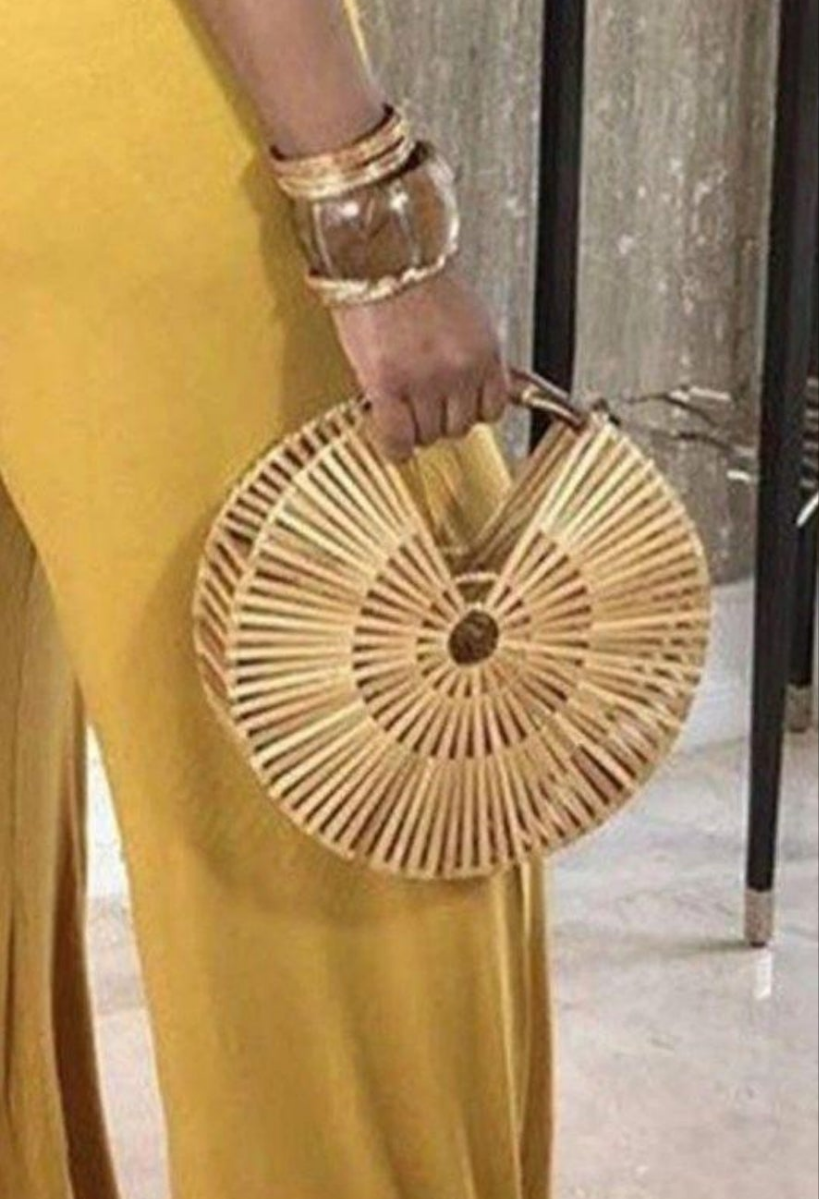 Pretty Brown Round bamboo bag