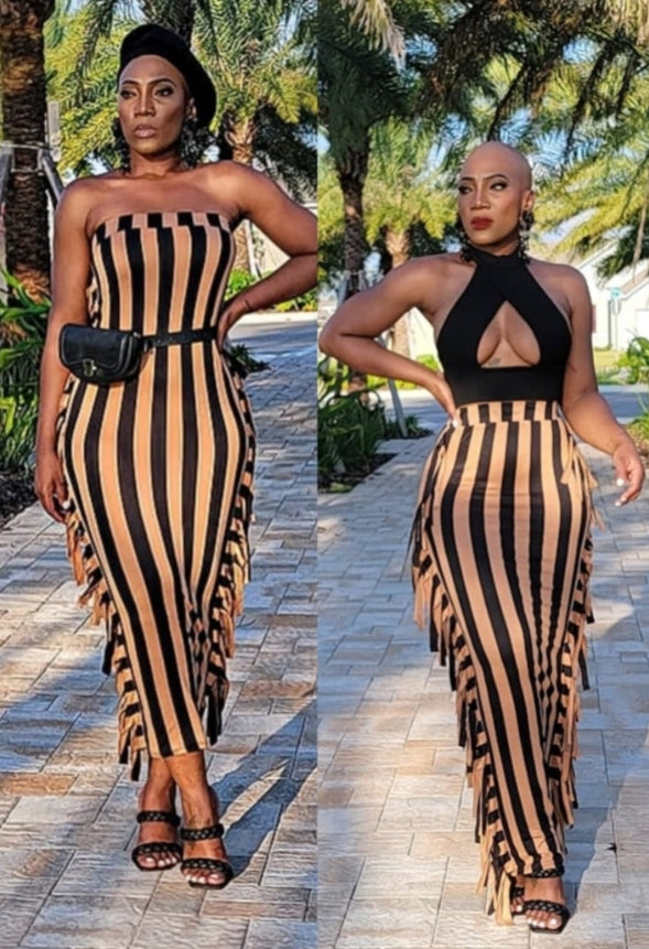 Brown Round maxi skirt