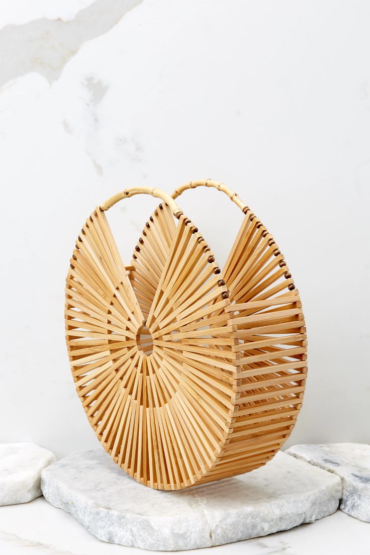 Pretty Brown Round bamboo bag