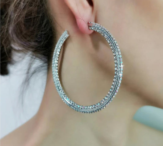 Crystal Clear rhinestone hoop earrings