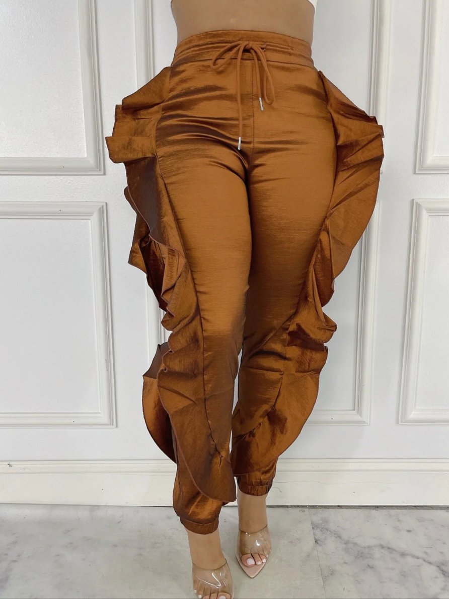 Lotus Flower ruffle pants (brown)