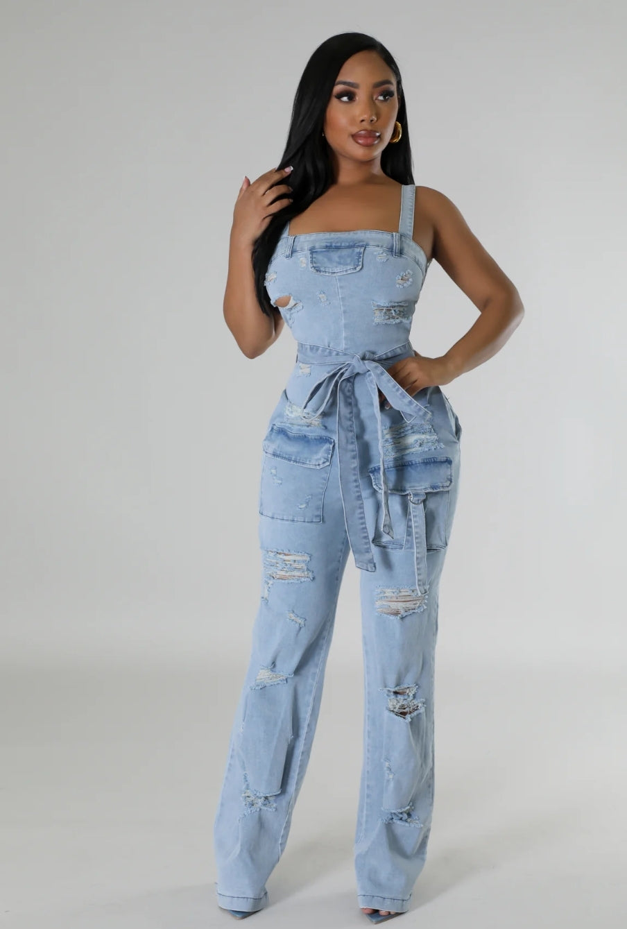 Far From Perfect denim jumpsuit