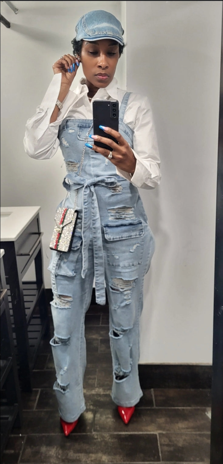 Far From Perfect denim jumpsuit