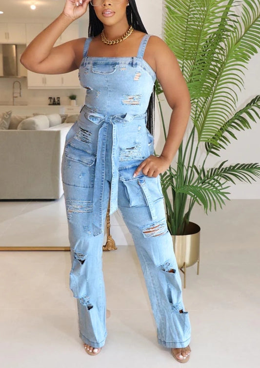 Far From Perfect denim jumpsuit