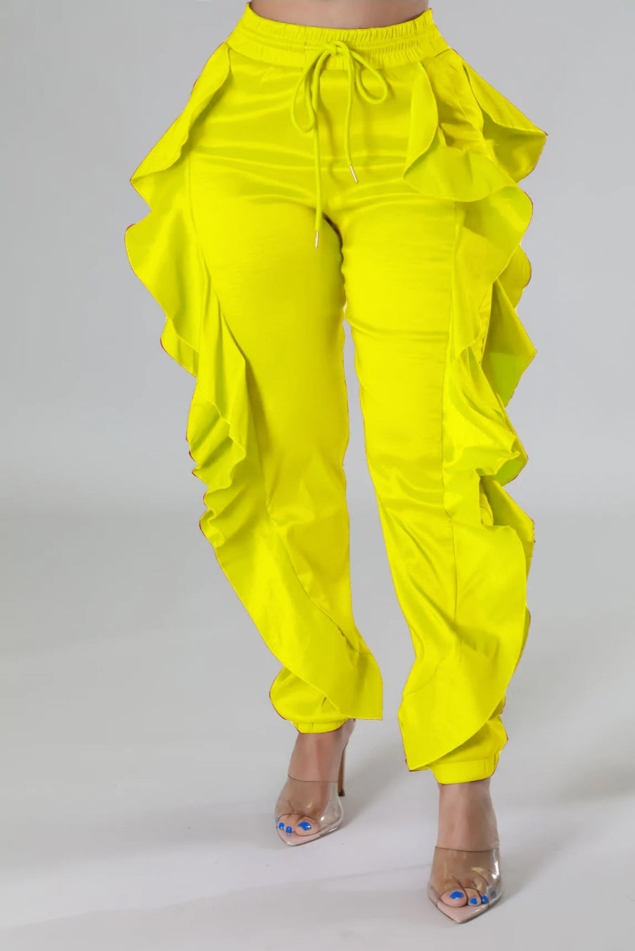 Lotus Flower ruffle joggers (yellow)