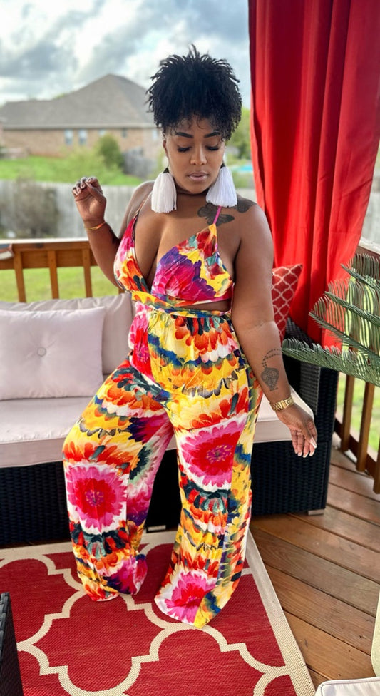 Starburst tie dye jumpsuit