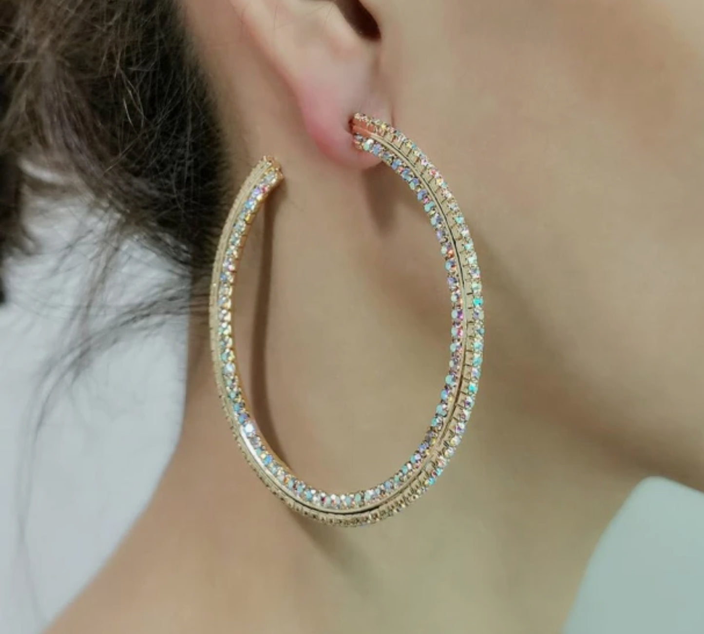 Crystal Clear rhinestone hoop earrings