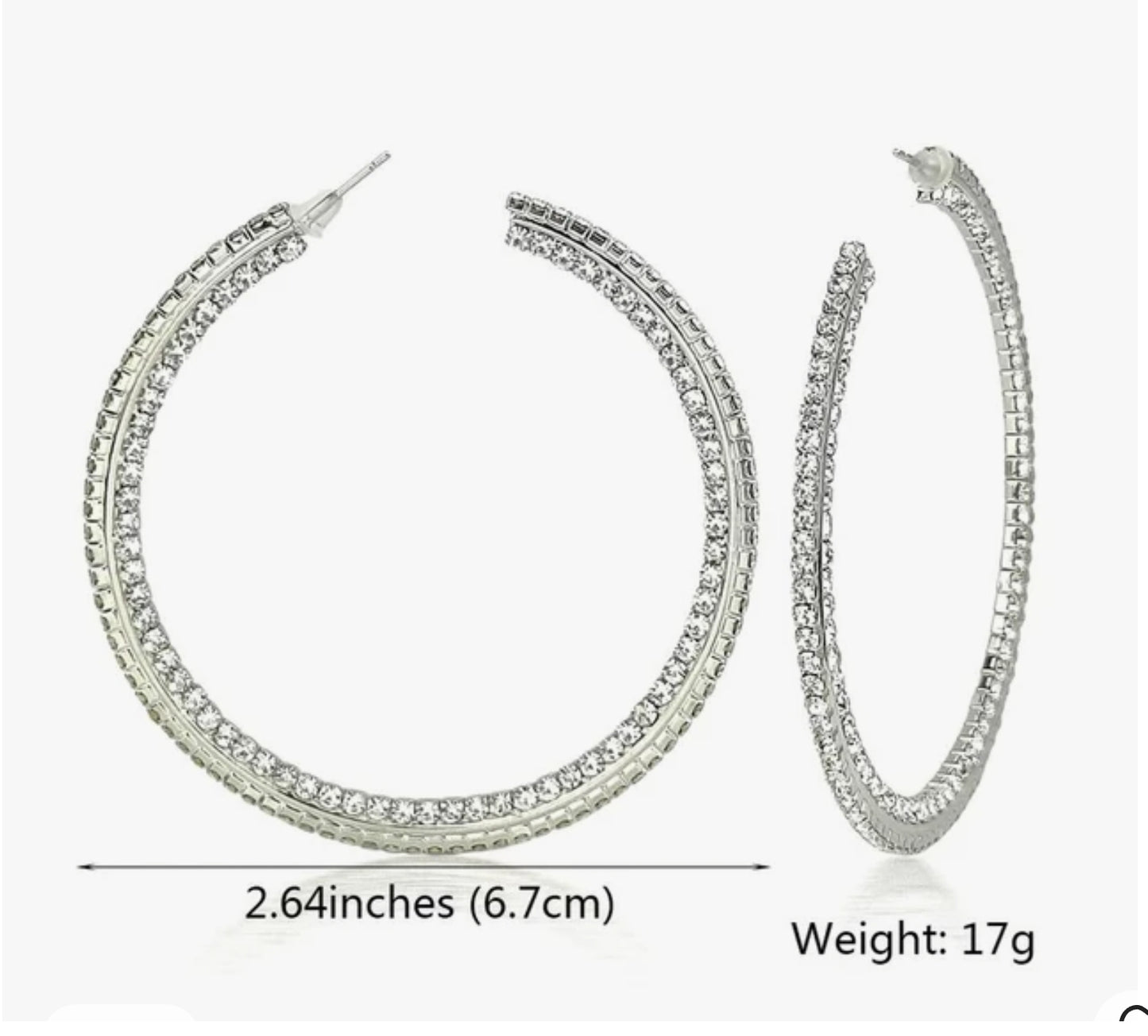 Crystal Clear rhinestone hoop earrings