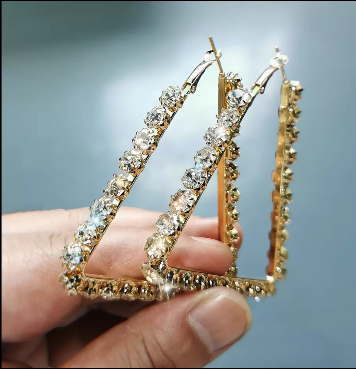 Love Triangle rhinestone earrings