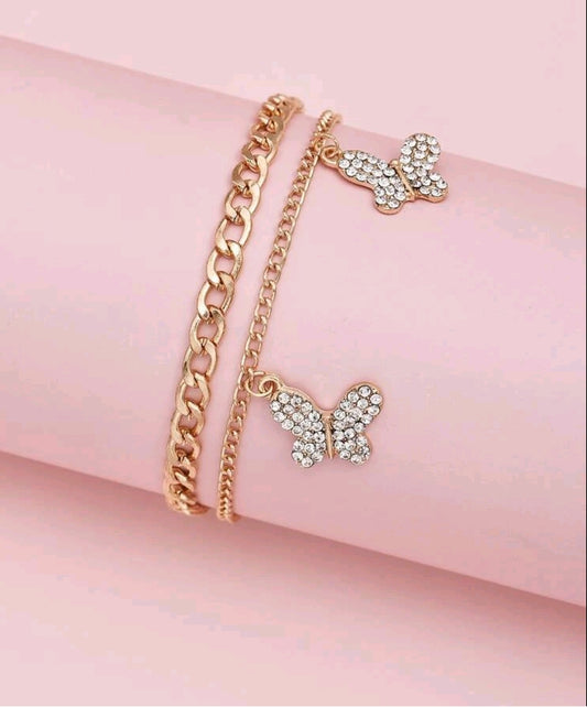 Butterfly Bling anklet set