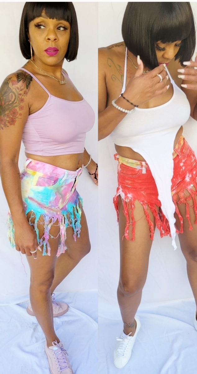 Let's Get Frisky fringe shorts