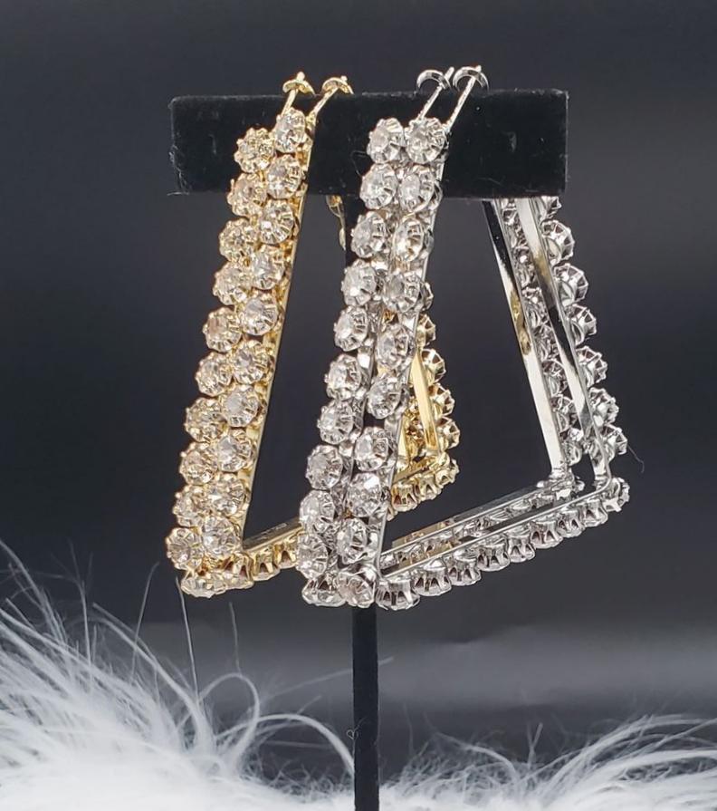 Love Triangle rhinestone earrings