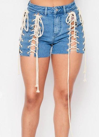 Tie Me Down denim shorts