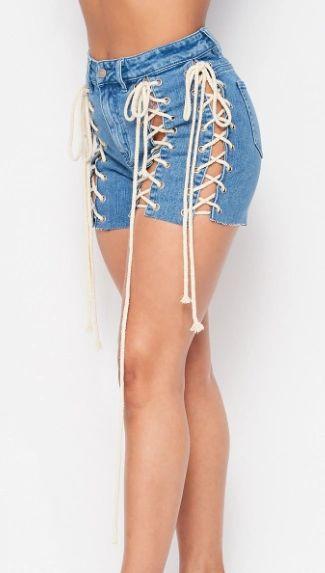 Tie Me Down denim shorts